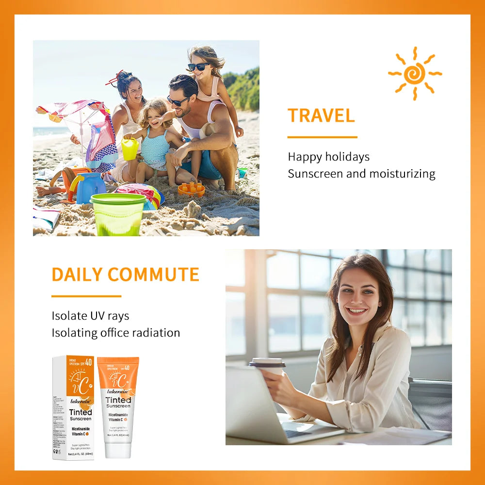 SPF50 Tinted Moisturizing VC Sunscreen Skin Protection Refreshing Makeup Sunscreen Cream UV Anti-aging Resistance Sunscreen